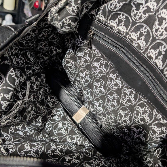 Black Studded Women's Faux Leather Bag with Skull Accent - Picture 4 of 4